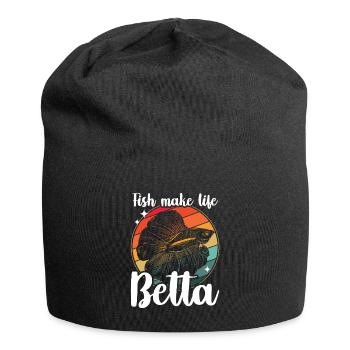 Fish Make Life Betta Siamese Fighting Fish - Jersey-Beanie - Schwarz - Vorne