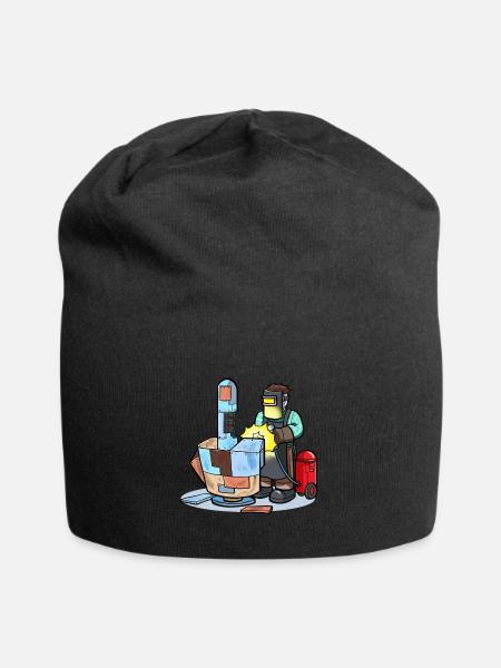 Welding Metal Middle Finger Welder - Jersey Beanie - black