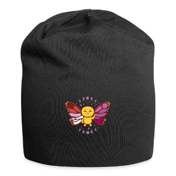 Lesbische Flagge Monarch Schmetterling Insekt subtil - Jersey-Beanie - Schwarz - Vorne