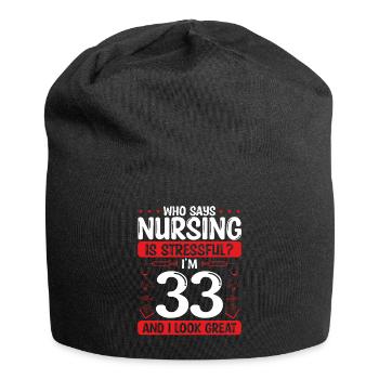 33 Birthday Nurses 33 Years Old Nurse for Work - Jersey-Beanie - Schwarz - Vorne