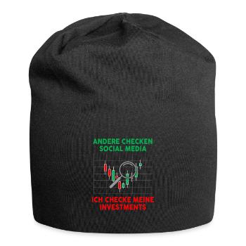 Andere Checken Social Media Ich Checke Investments - Jersey-Beanie - Schwarz - Vorne