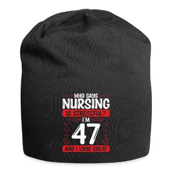 47 Birthday Nurses 47 Years Old Nurse for Work - Jersey-Beanie - Schwarz - Vorne