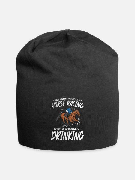 Pferderennen Reiten Trinken - Jersey-Beanie - Schwarz