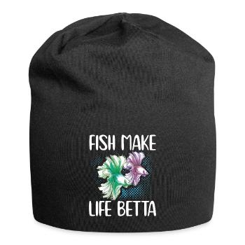 Fish Make Life Betta Siamese Fighting Fish - Jersey-Beanie - Schwarz - Vorne