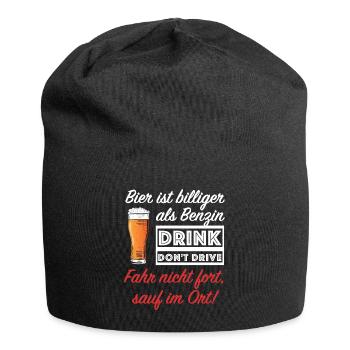 Drink don't drive | Bier ist billiger als Benzin - Jersey-Beanie - Schwarz - Vorne