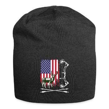 Bow Hunting American Hunter USA Flag Deer Hunt - Jersey Beanie - charcoal grey - Front