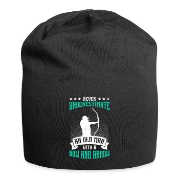 Ne sous-estimez jamais le vieil homme avec un arc et une flèche - Bonnet en jersey - noir - Devant