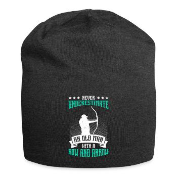 Never underestimate old man with bow and arrow - Jersey Beanie - charcoal grey - Front