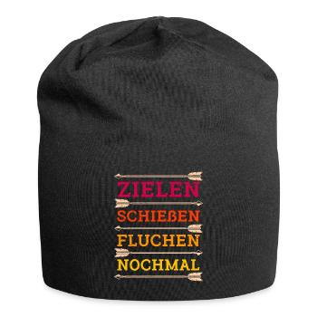 Zielen Schießen Fluchen nochmal Bogenschütze - Jersey-Beanie - Schwarz - Vorne