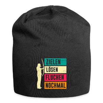Zielen Lösen Fluchen nochmal Bogenschießen - Jersey-Beanie - Schwarz - Vorne