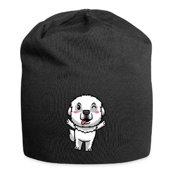 Émoticône de chien de montagne des Pyrénées - Bonnet en jersey - noir - Devant