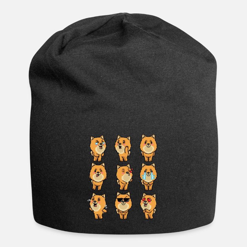 Zwergspitz Chien Émoticône de Poméranie - Bonnet en jersey - noir