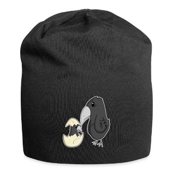 Crow with baby crow - Jersey Beanie - black - Front