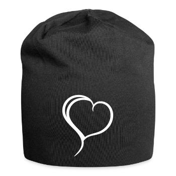 Plain White Heart - Jersey Beanie - black - Front