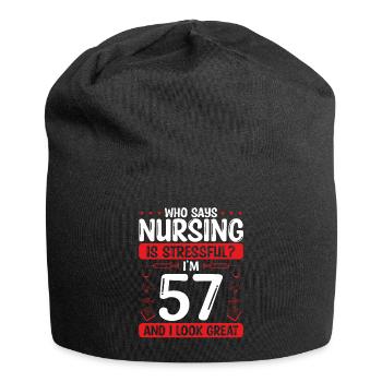 57 Birthday Nurses 57 Years Old Nurse for Work - Jersey-Beanie - Schwarz - Vorne