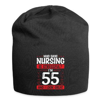 55 Birthday Nurses 55 Years Old Nurse for Work - Jersey Beanie - black - Front