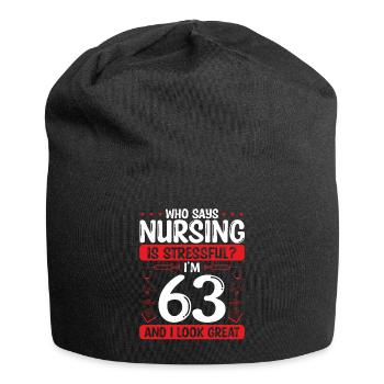 63 Anniversaire Infirmières de 63 ans Infirmière au travail - Bonnet en jersey - noir - Devant