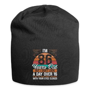 86 Birthday Day over 16 Vintage 86 Years Old - Jersey Beanie - black - Front