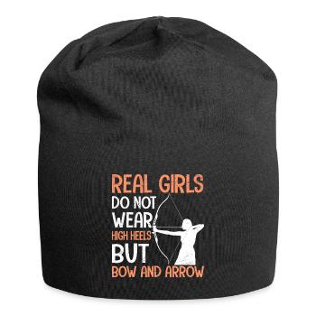 Les vraies filles portent du tir à l’arc et des flèches - Bonnet en jersey - noir - Devant