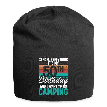 50th Birthday Camping Retro 50 Year Old Camper - Jersey Beanie - black - Front