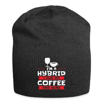Kaffee Wein Hybrid Alkohol Kaffeesüchtig - Jersey-Beanie - Anthrazit - Vorne