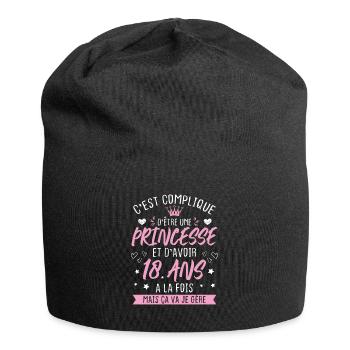 Une princesse et d'avoir 18 ans, Cadeau 18 ans - Bonnet en jersey - noir - Devant