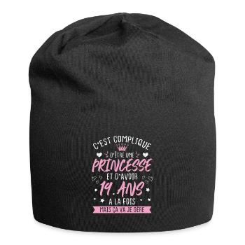 Une princesse et d'avoir 19 ans, Cadeau 19 ans - Bonnet en jersey - noir - Devant