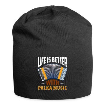 Life Is Better With Polka Music Accordion - Jersey Beanie - black - Front
