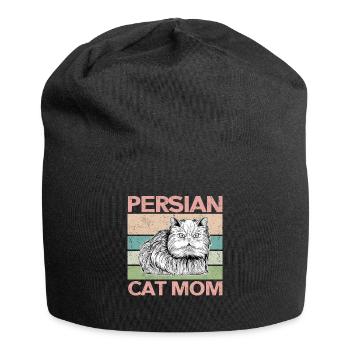 Chat persan chat maman | Cadeau de propriétaire de chat - Bonnet en jersey - noir - Devant