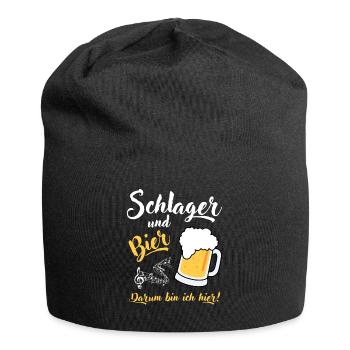 Schlager und Bier darum bin ich hier - Jersey-Beanie - Schwarz - Vorne