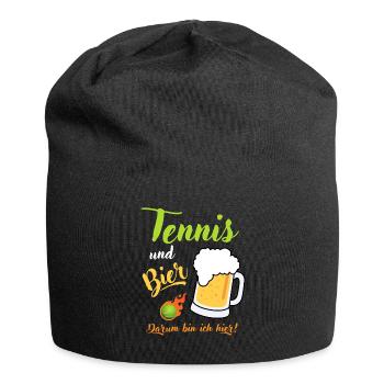 Tennis und Bier Tennisspieler Tennismatch Geschenk - Jersey-Beanie - Schwarz - Vorne