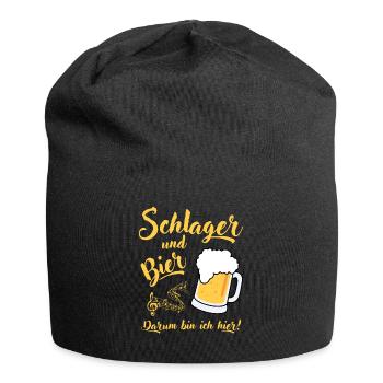 Schlager und Bier darum bin ich hier Malle Spruch - Jersey-Beanie - Schwarz - Vorne