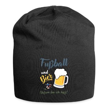 Fußball Bier Fußballspieler Fußballverein Geschenk - Jersey-Beanie - Schwarz - Vorne