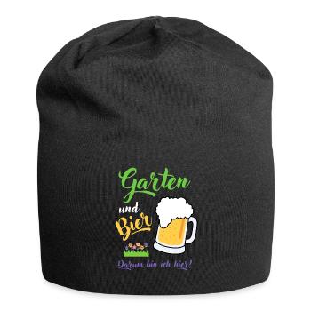 Garten und Bier Hobbygärtner Gartenbau Geschenk - Jersey-Beanie - Schwarz - Vorne