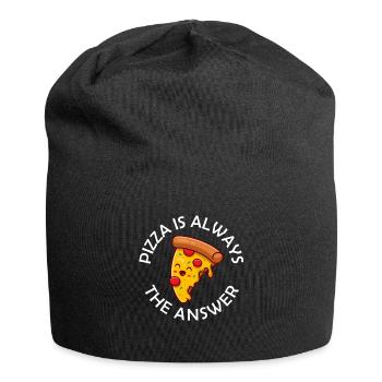 Pizza Is Always The Answer Lustiger Pizza Spruch - Jersey-Beanie - Schwarz - Vorne