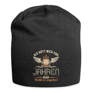 Als Gott mich vor 40 Jahren schuf wollte angeben - Jersey-Beanie - Schwarz - Vorne