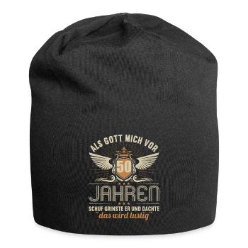 Als Gott mich vor 50 Jahren schuf 50. Geburtstag - Jersey-Beanie - Schwarz - Vorne