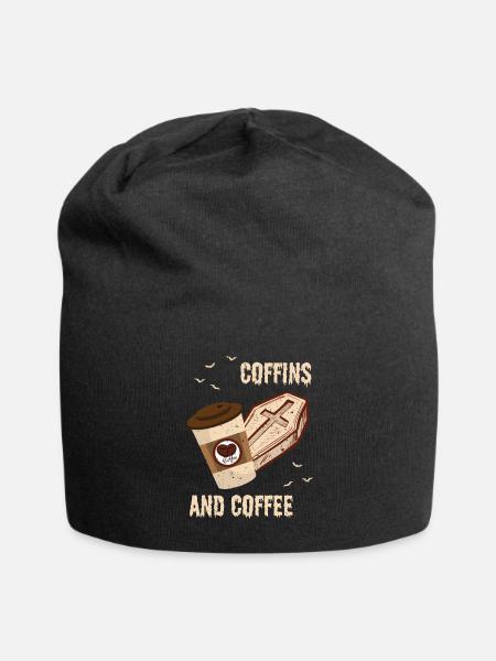 Coffins And Coffee Sarg Halloween Kaffee - Jersey-Beanie - Schwarz