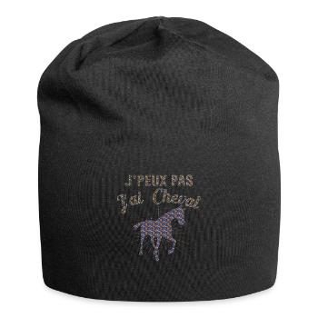 Cheval Équitation Poney Anniversaire Jument Cadeau - Bonnet en jersey - noir - Devant