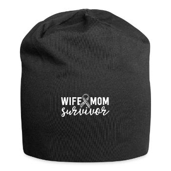 Wife Mom Survivor Rare Disease Awareness Zebra - Jersey Beanie - black - Front