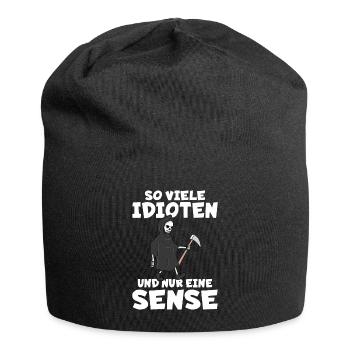 So viele Idioten und nur eine Sense schwarzer Humo - Jersey-Beanie - Schwarz - Vorne