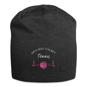 Tennisball Herzschlag Tennisspielerin - Jersey-Beanie - Anthrazit - Vorne