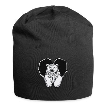 Polar Bear Crack Torn Hole Heart Polar Bear Face - Jersey Beanie - black - Front