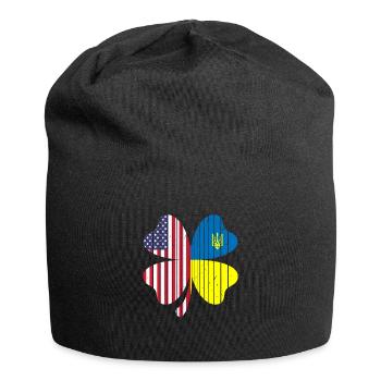 Ukraine Amérique Drapeau Cloverleaf - Bonnet en jersey - noir - Devant