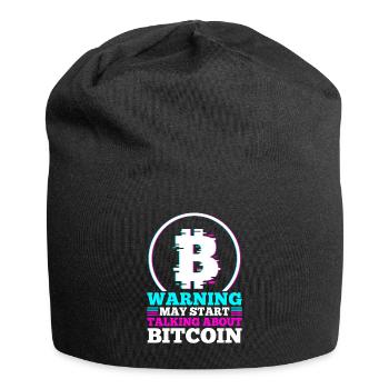Warning may start talking about bitcoin - Jersey-Beanie - Schwarz - Vorne