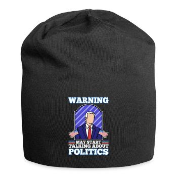 Warning may start talking about politics - Jersey Beanie - black - Front