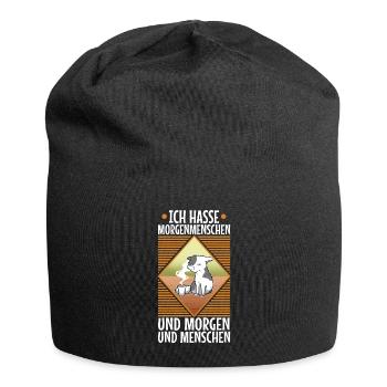 Ich hasse Morgenmenschen - Jersey-Beanie - Schwarz - Vorne