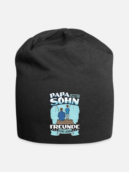 Angeln Vater Sohn Partnerlook - Jersey-Beanie - Schwarz