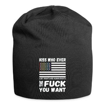 LGBTQ Pride küsse, wen immer du willst - Jersey-Beanie - Schwarz - Vorne