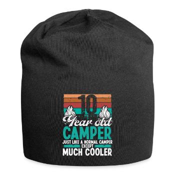 10 Year Old Camper Scouting Camping 10 Birthday - Jersey Beanie - black - Front